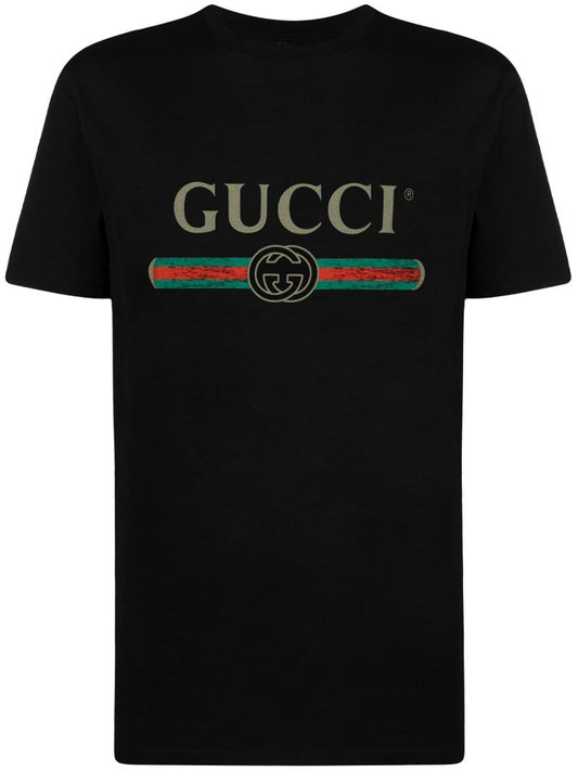 Black Fake Logo Cotton T-shirt
