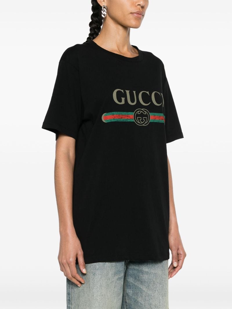 Black Fake Logo Cotton T-shirt