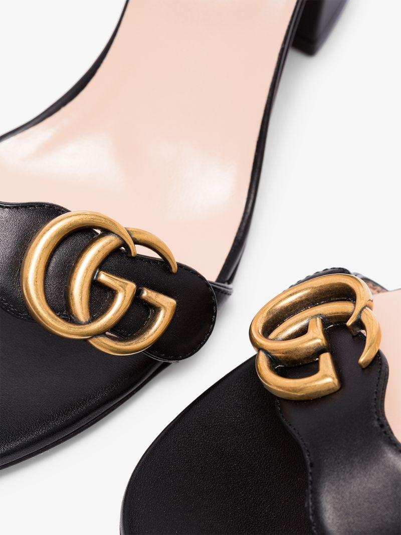 Black Gg Marmont 75 Leather Sandals