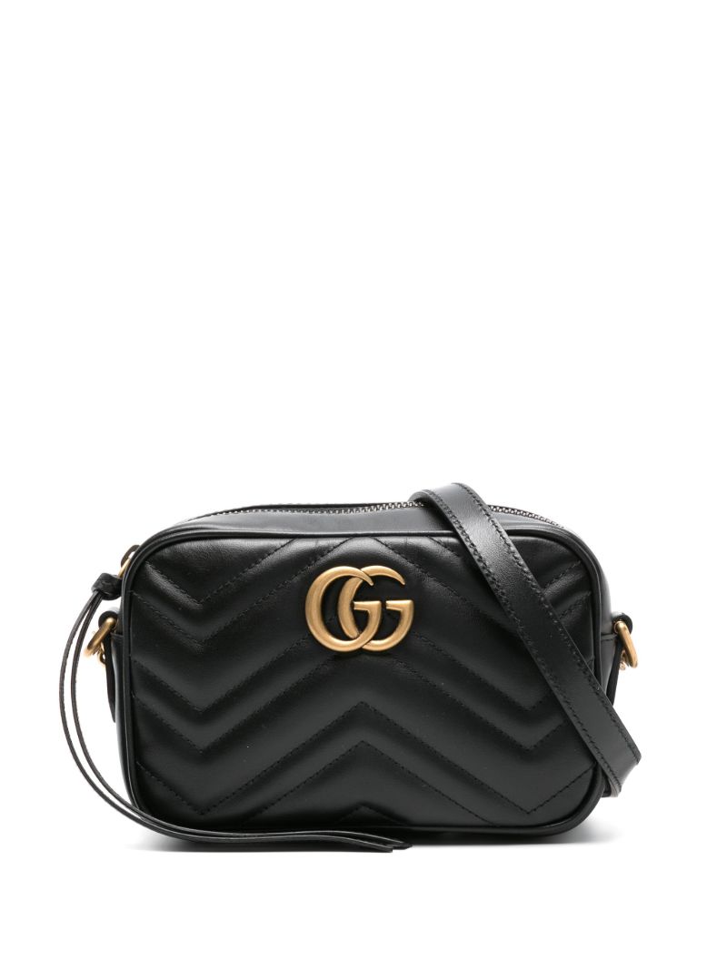 Black Gg Marmont Mini Leather Camera Bag
