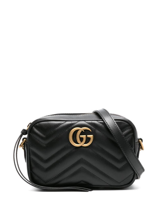 Black Gg Marmont Mini Leather Camera Bag