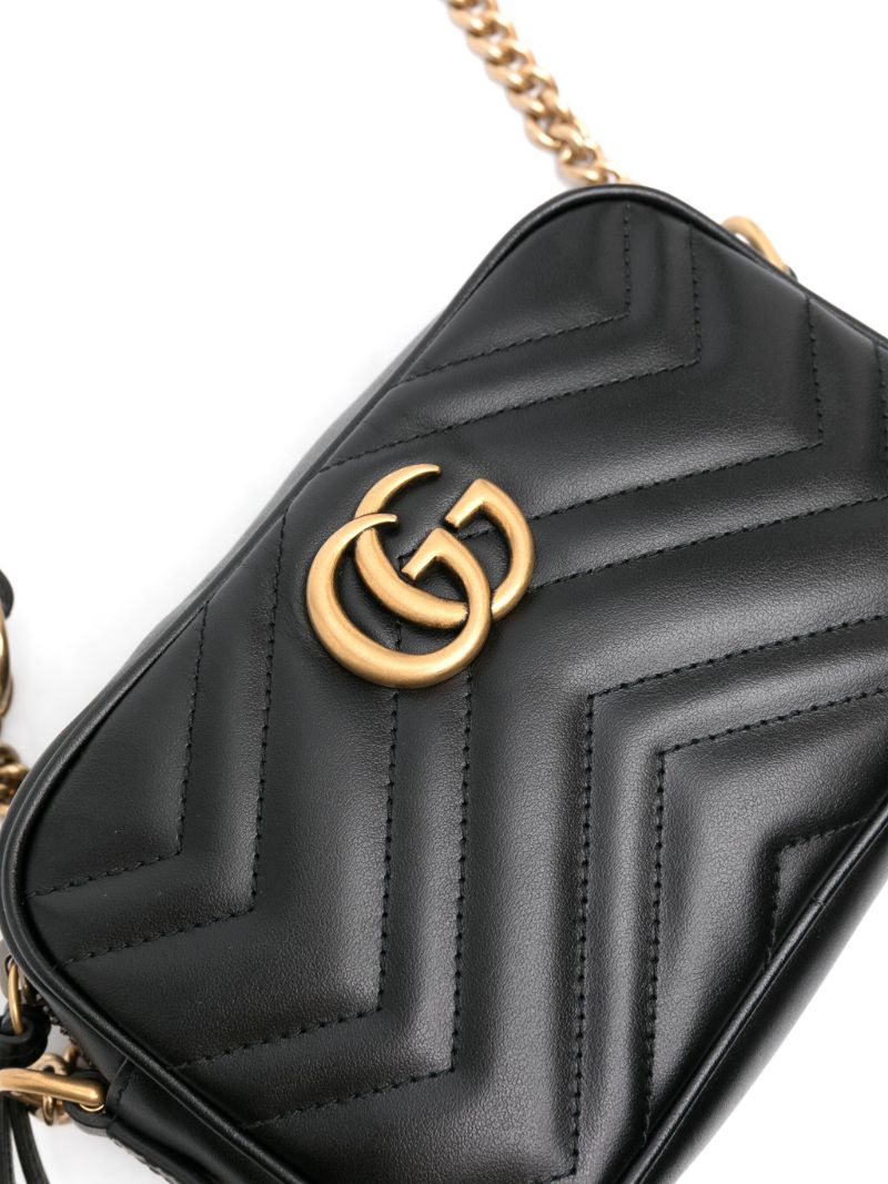 Black Gg Marmont Mini Leather Camera Bag