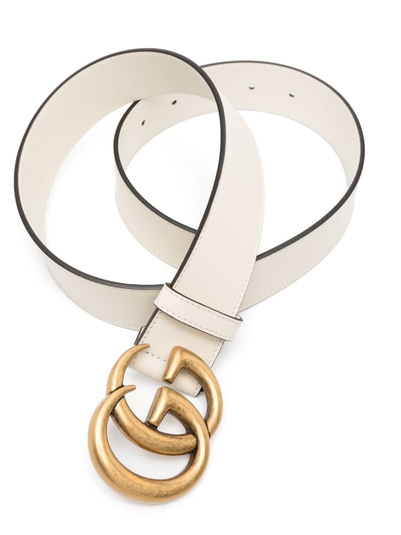 White Gg Marmont Leather Belt