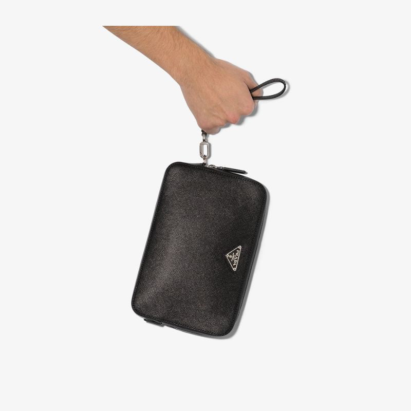 Black Saffiano Leather Pouch