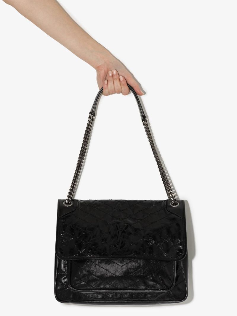 Black Niki Large Leather Shoulder Bag