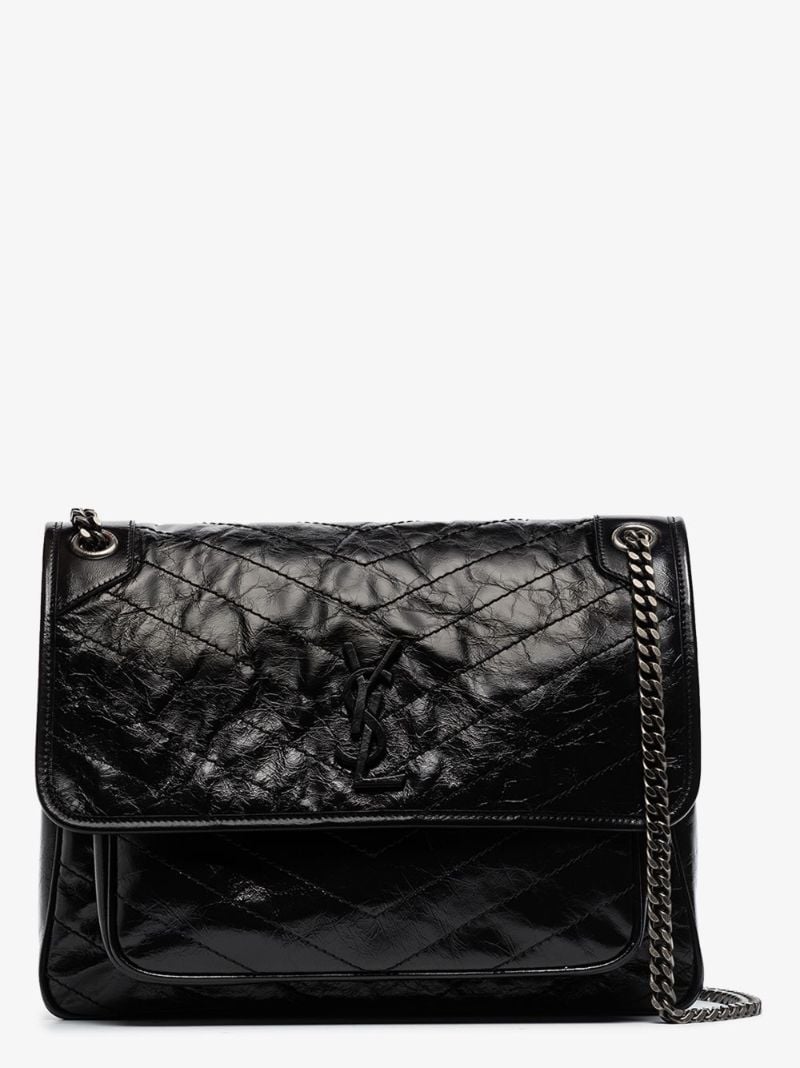 Black Niki Large Leather Shoulder Bag