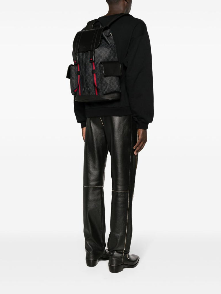 Grey Gg Supreme Leather Backpack