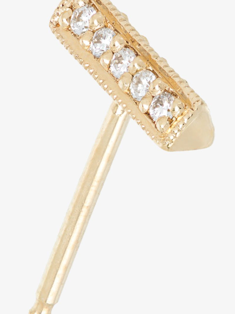 18k Yellow Gold and Oblong Diamond Single Stud
