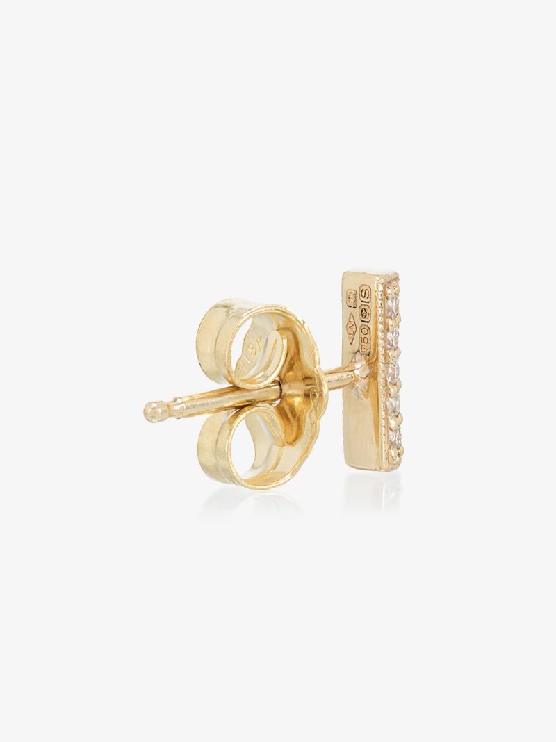 18k Yellow Gold and Oblong Diamond Single Stud