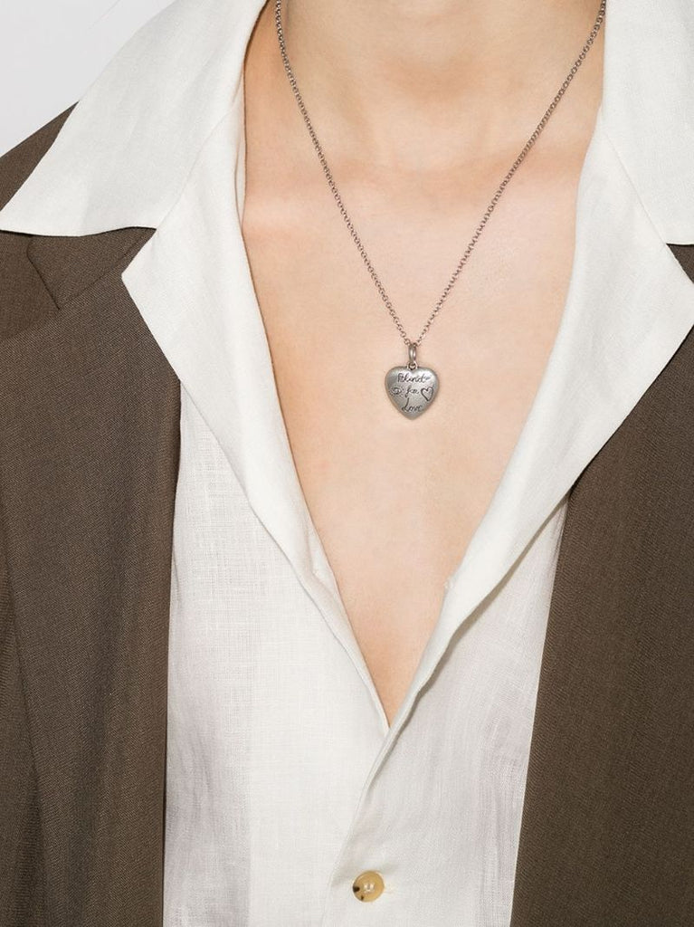 Sterling Silver Blind for Love Heart Necklace