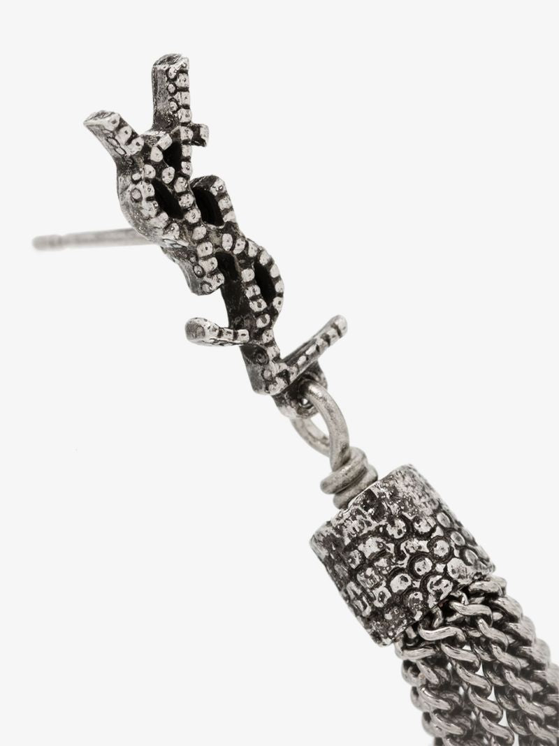 Silver-tone Chain Drop Logo Earrings