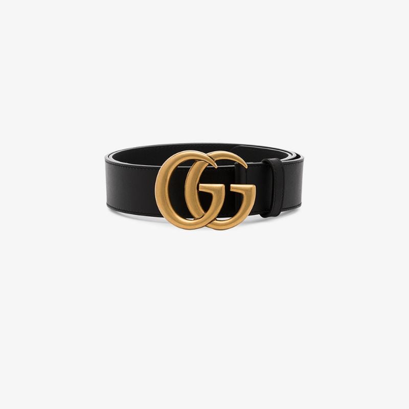 Black Gg Logo Leather Belt