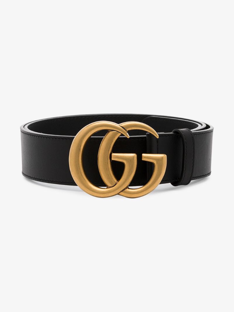Black Gg Logo Leather Belt