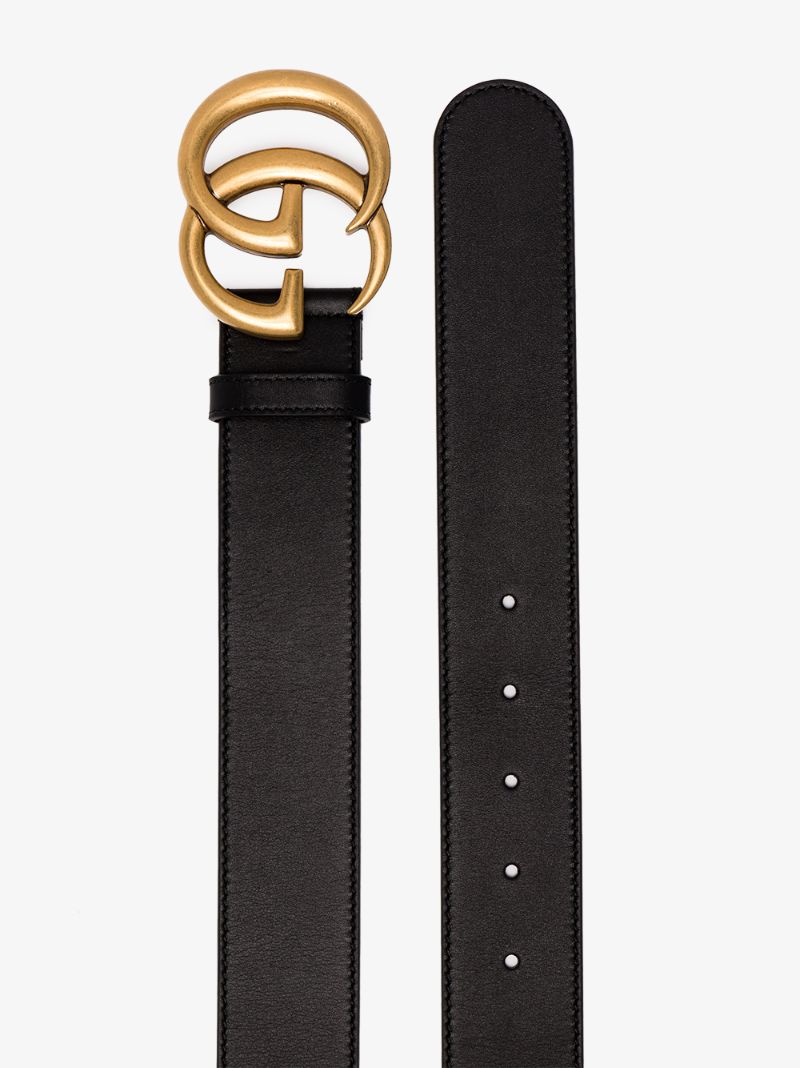 Black Gg Logo Leather Belt
