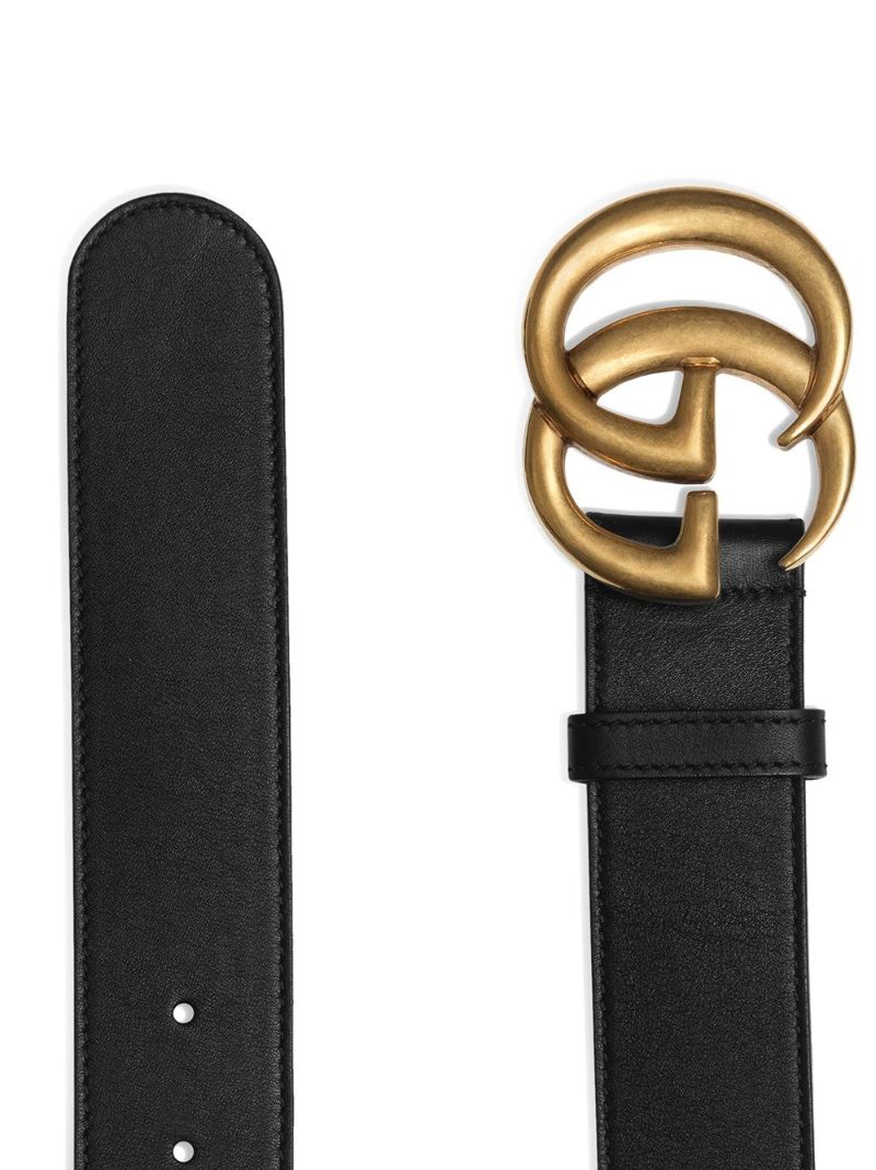 Black Gg Logo Leather Belt