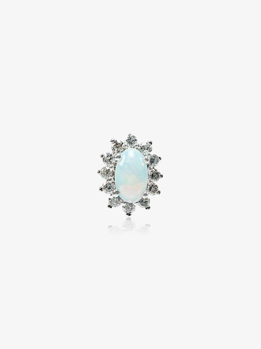 18k White Gold Diamond Opal Earring