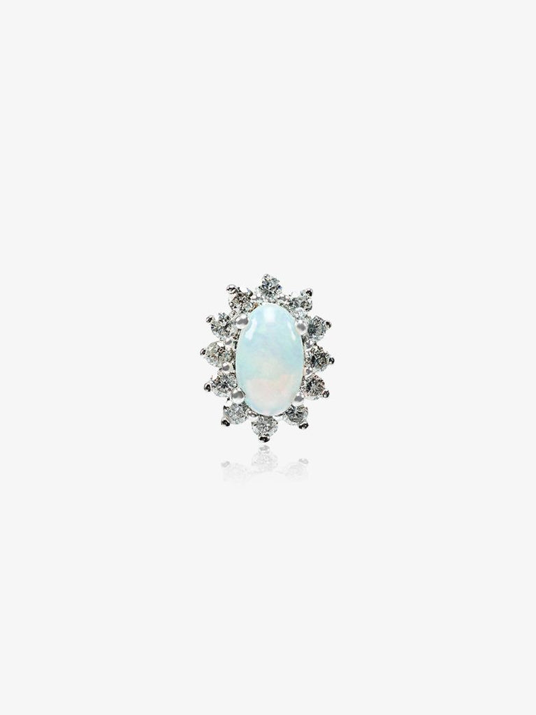 18k White Gold Diamond Opal Earring