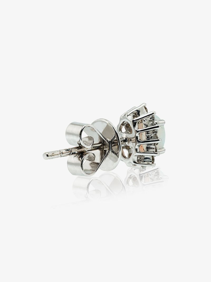 18k White Gold Diamond Opal Earring