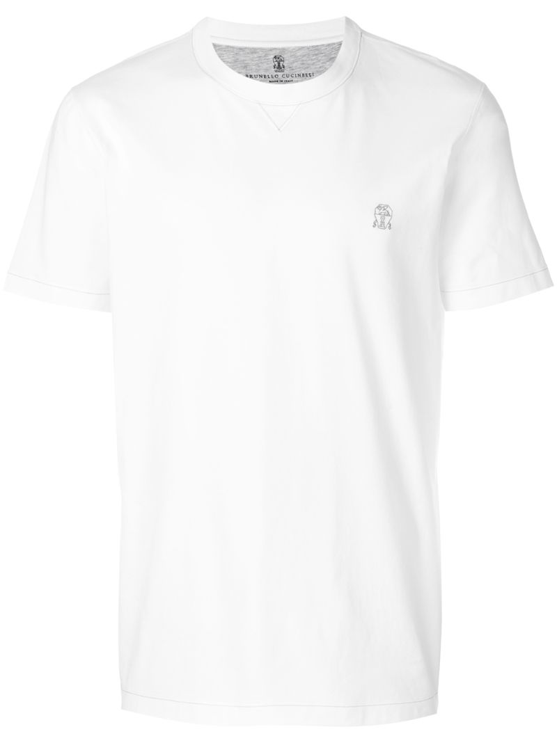 White Logo Embroidered T-shirt