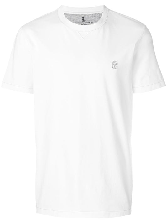 White Logo Embroidered T-shirt