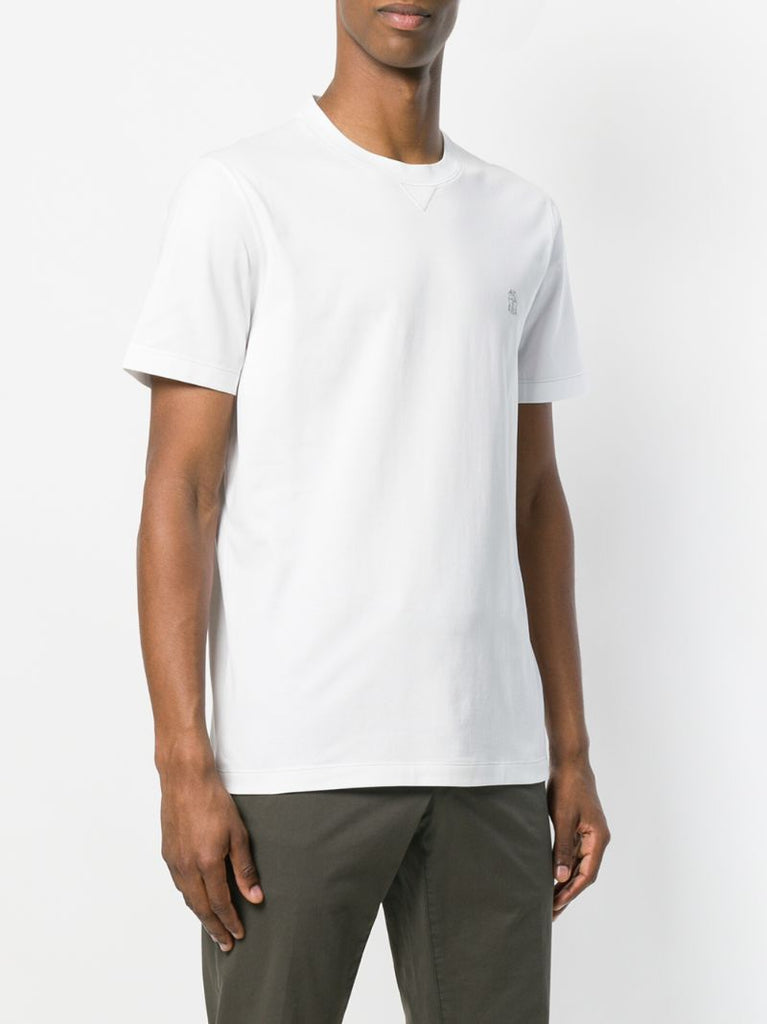 White Logo Embroidered T-shirt
