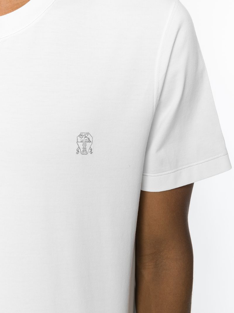 White Logo Embroidered T-shirt