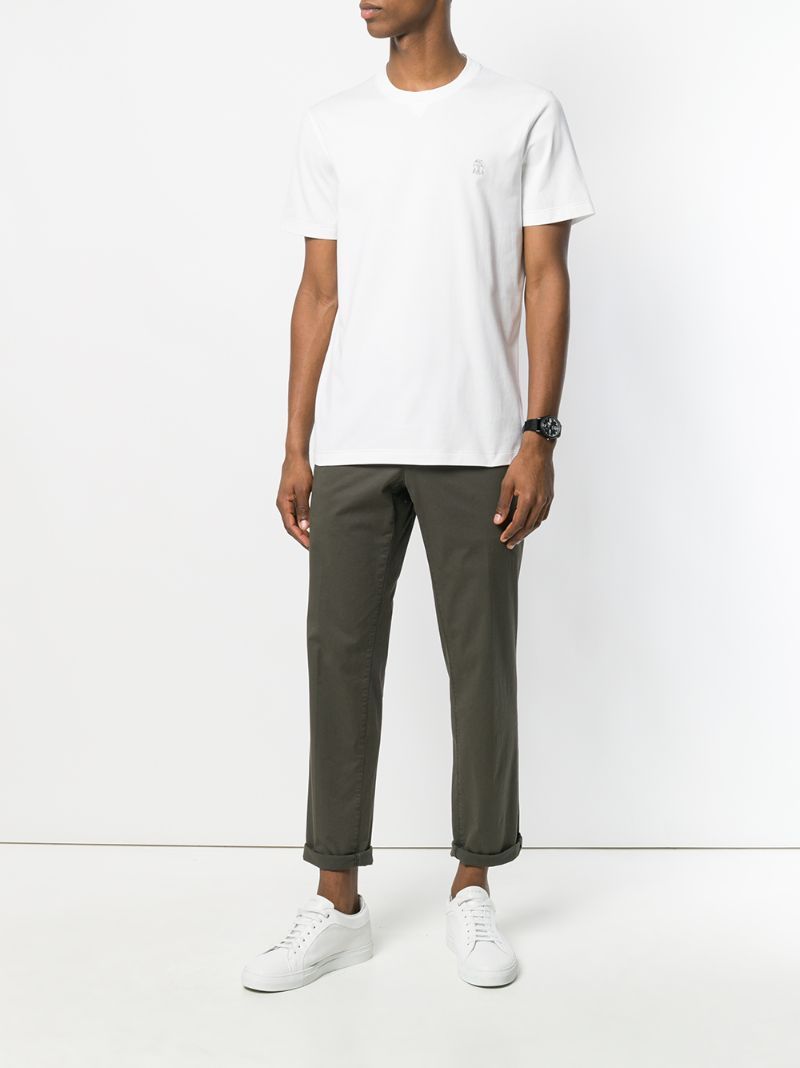 White Logo Embroidered T-shirt