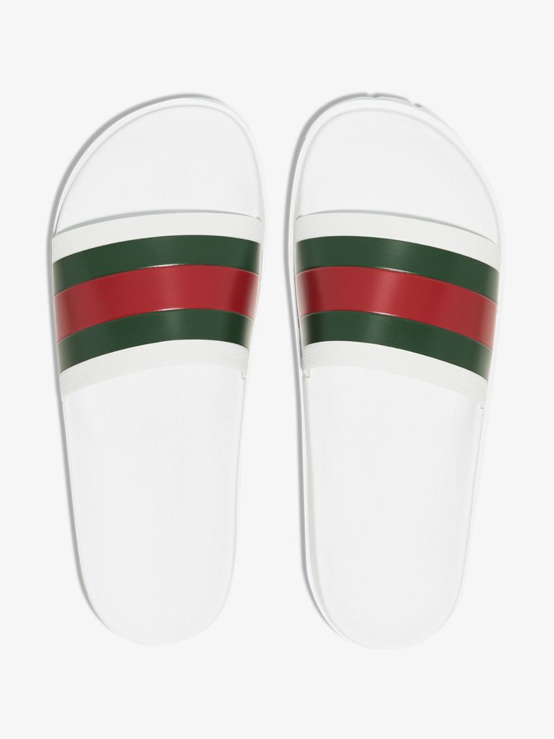 White Web Stripe Slides