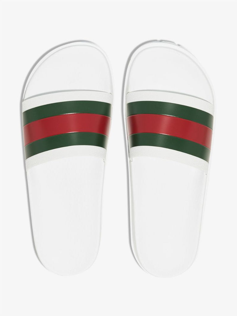 White Web Stripe Slides