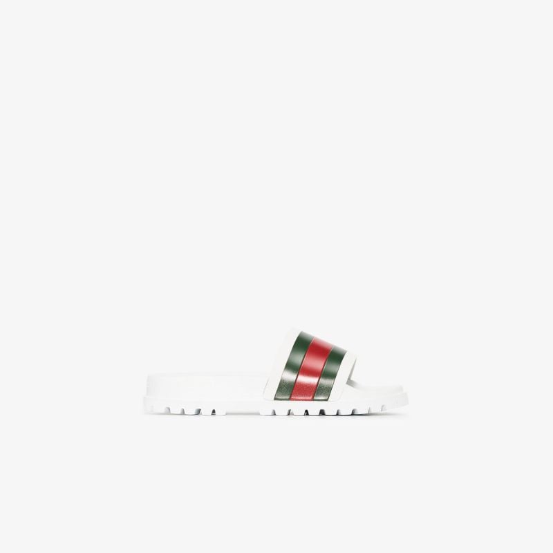 White Web Stripe Slides
