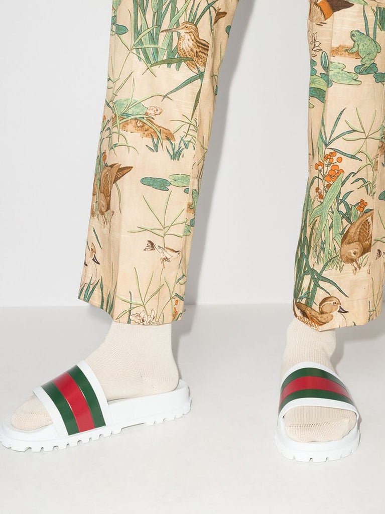 White Web Stripe Slides