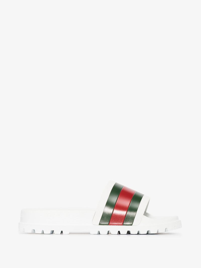 White Web Stripe Slides