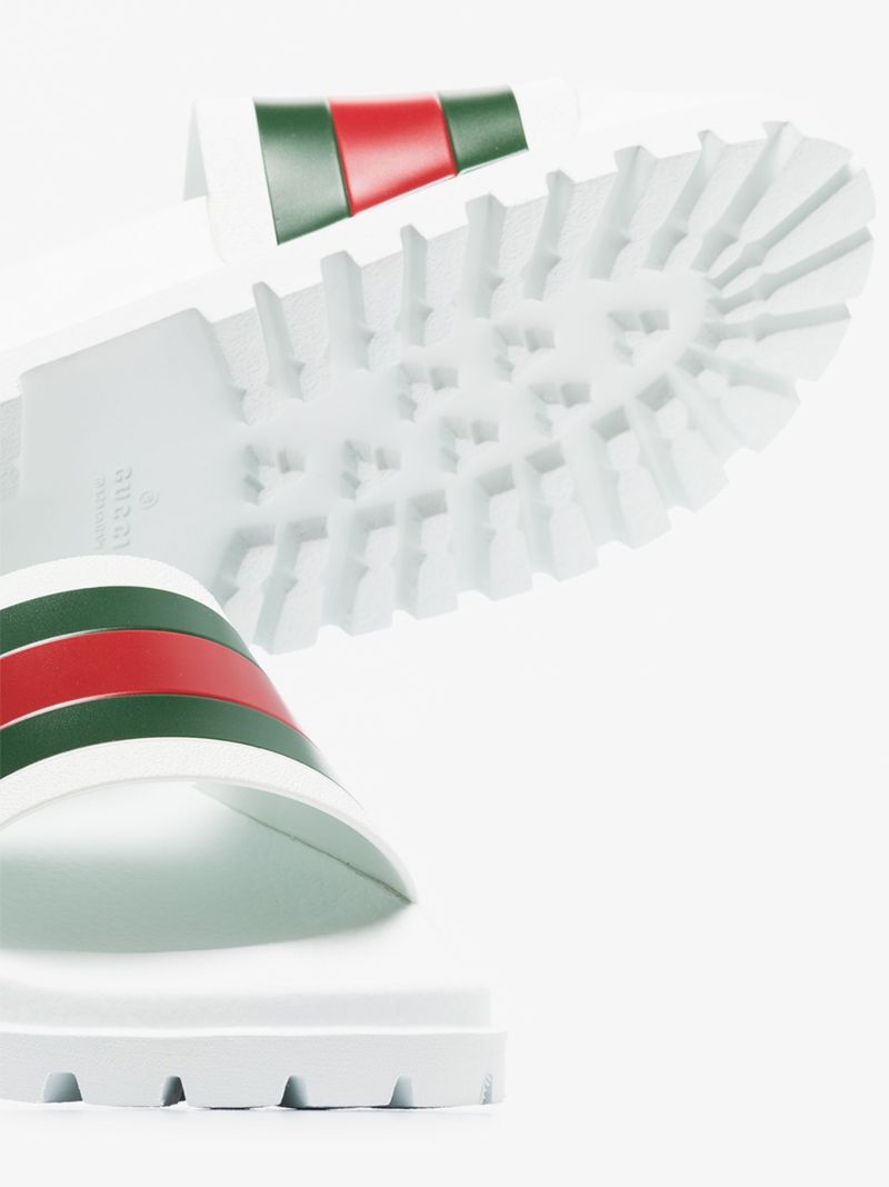 White Web Stripe Slides
