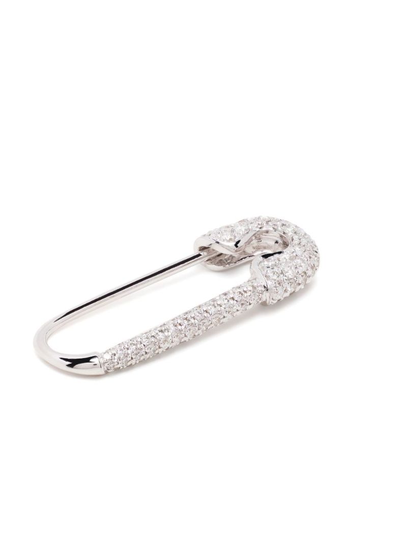 18k White Gold Safety Pin Diamond Earring