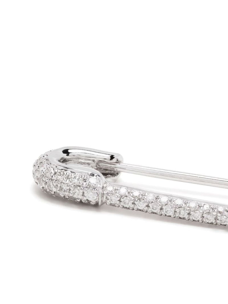 18k White Gold Safety Pin Diamond Earring