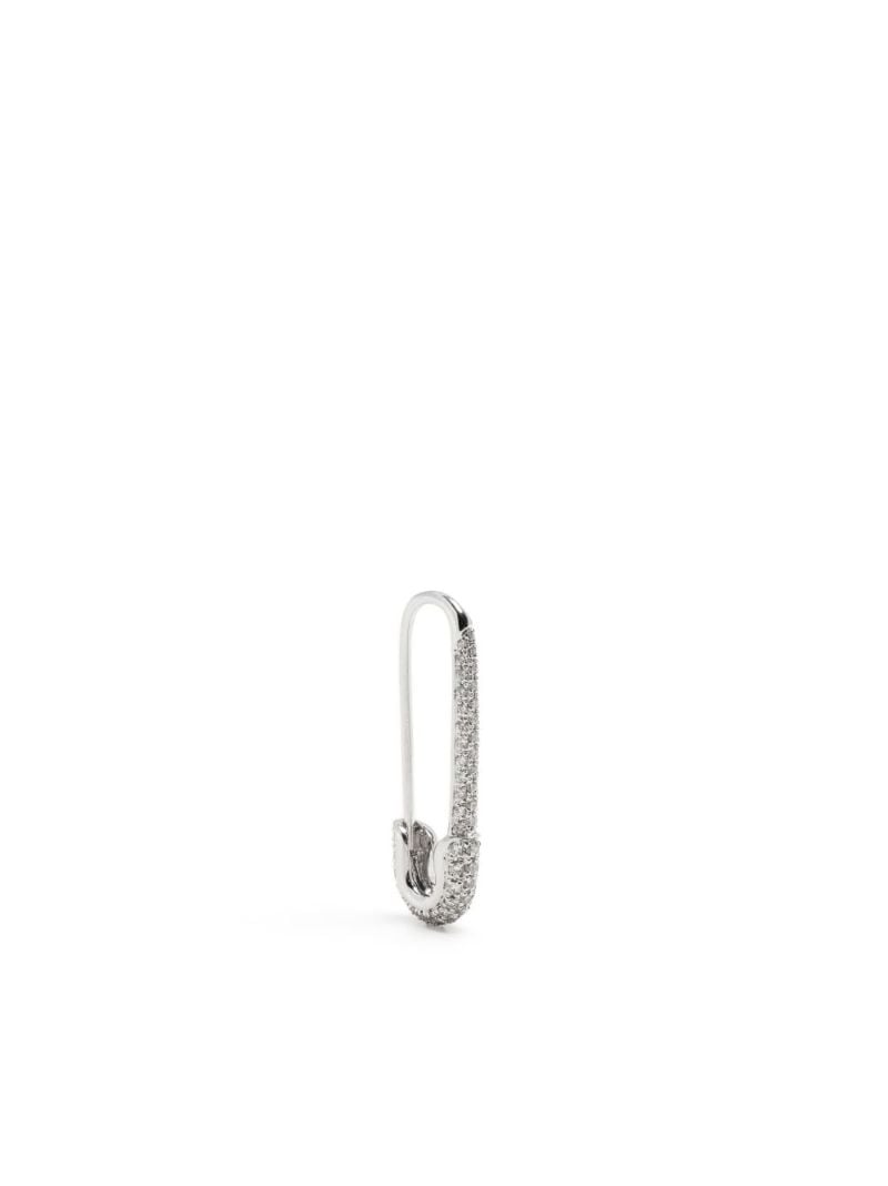 18k White Gold Safety Pin Diamond Earring