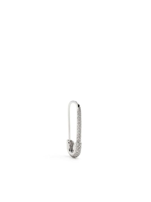 18k White Gold Safety Pin Diamond Earring