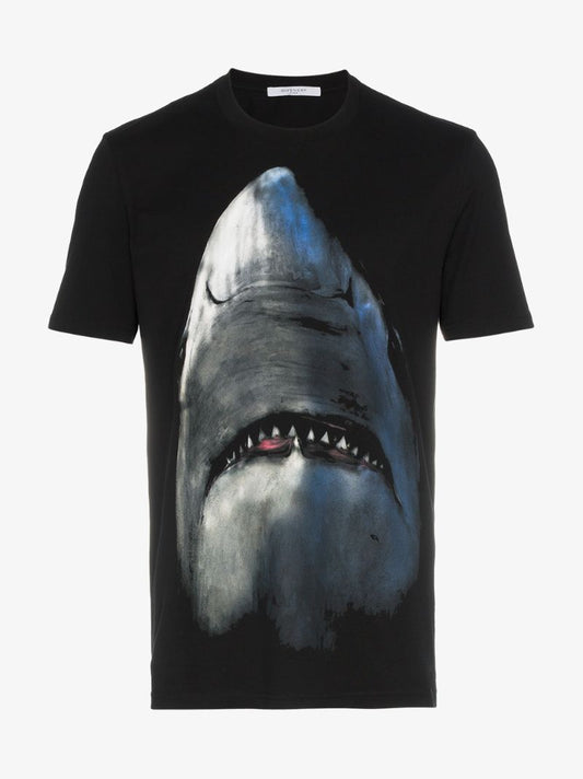 Shark Print Cotton Short Sleeve T Shirt