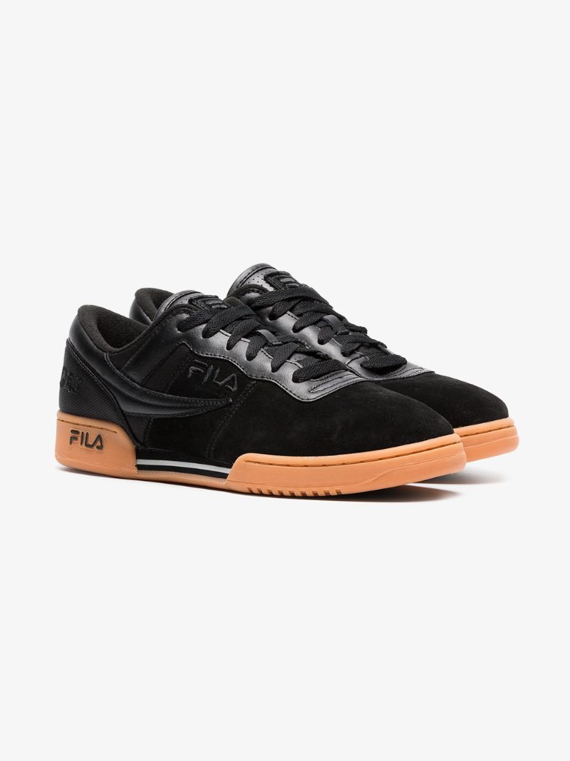 X Fila Black and Brown Original Fitness Suede Sneakers
