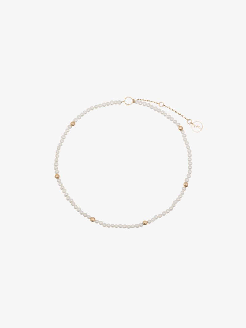 14k Yellow Gold and Pearl Anklet