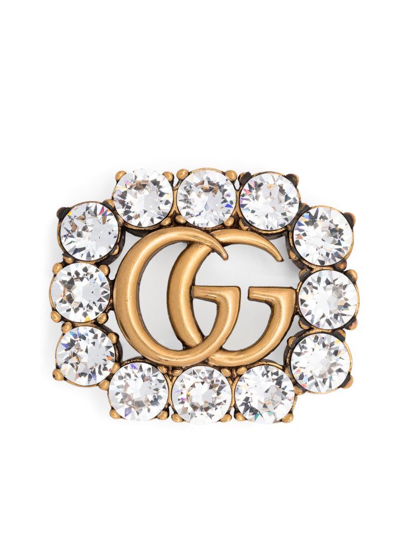 Gold-tone Gg Crystal Brooch