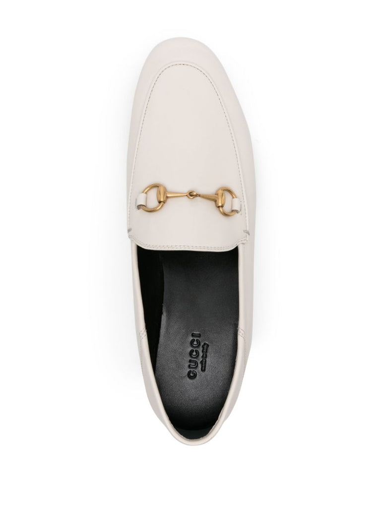 White Horsebit Leather Loafers