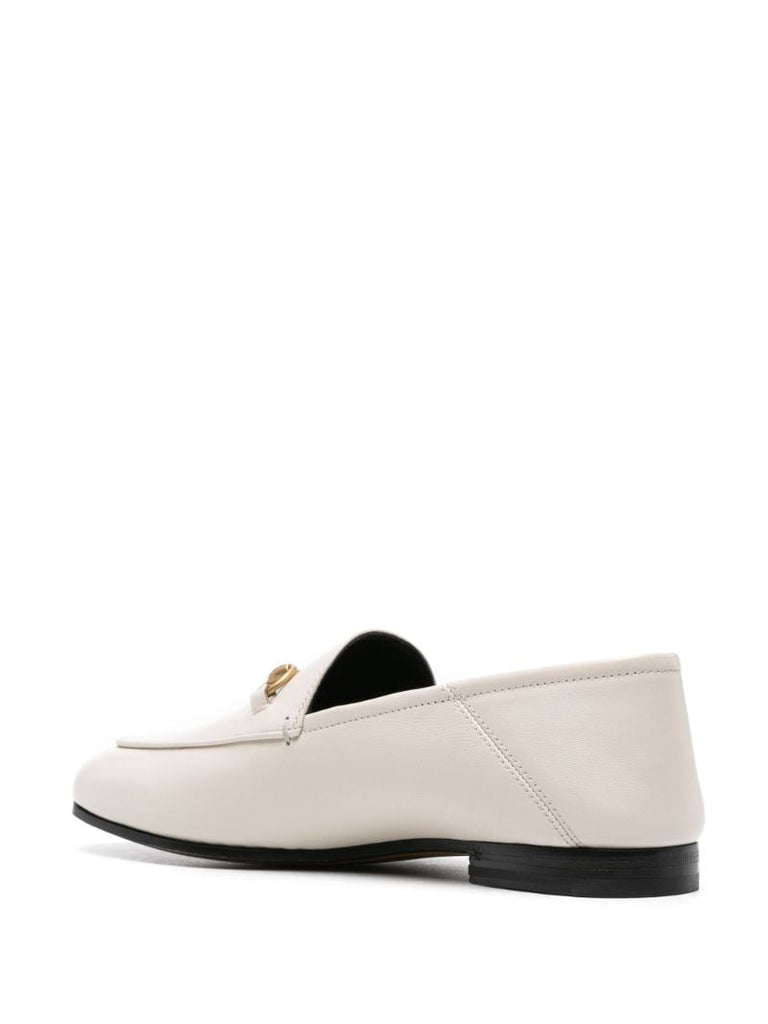 White Horsebit Leather Loafers