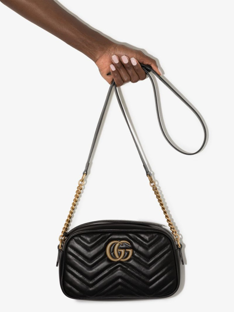 Black Gg Marmont Mini Leather Camera Bag