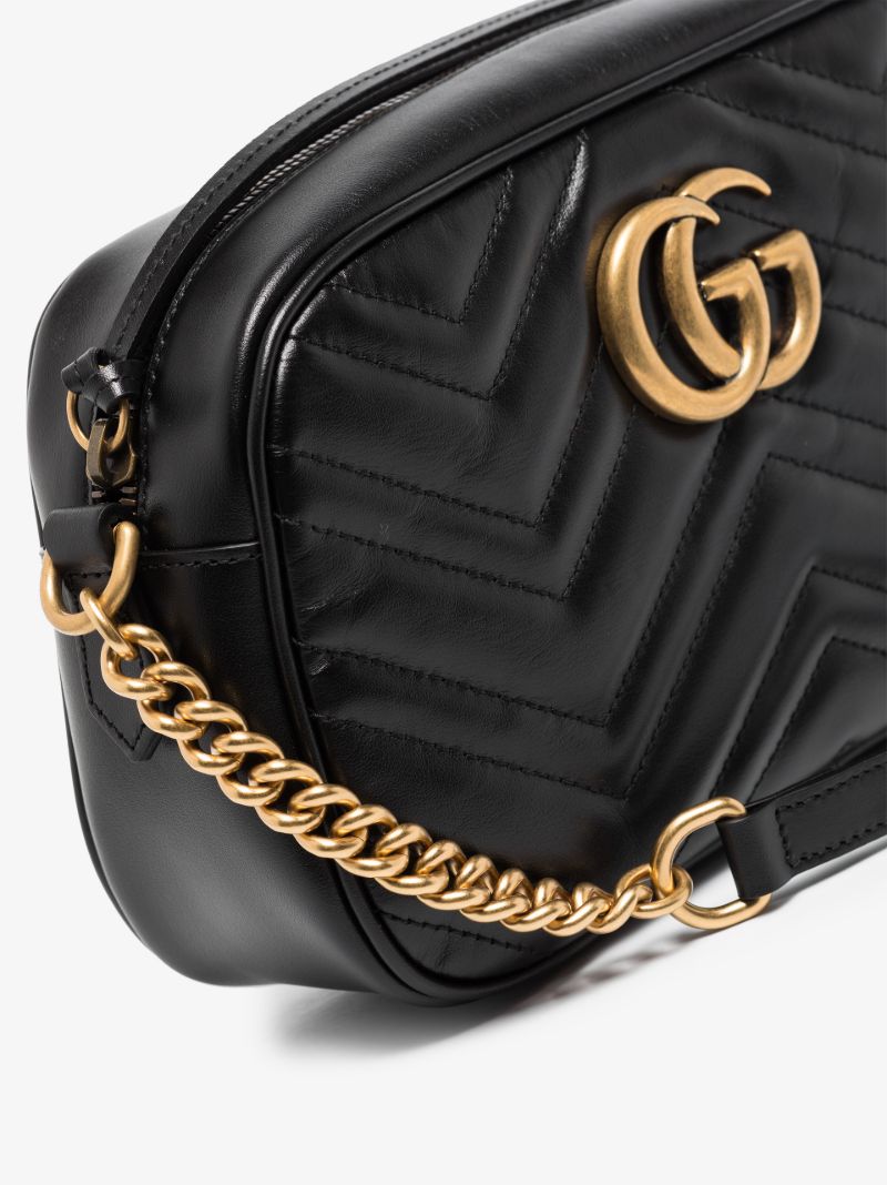 Black Gg Marmont Mini Leather Camera Bag