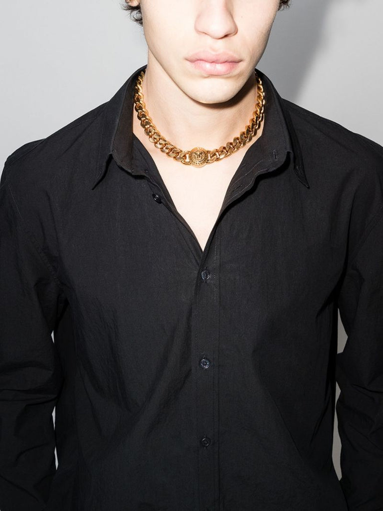 Gold Tone Medusa Chain Necklace