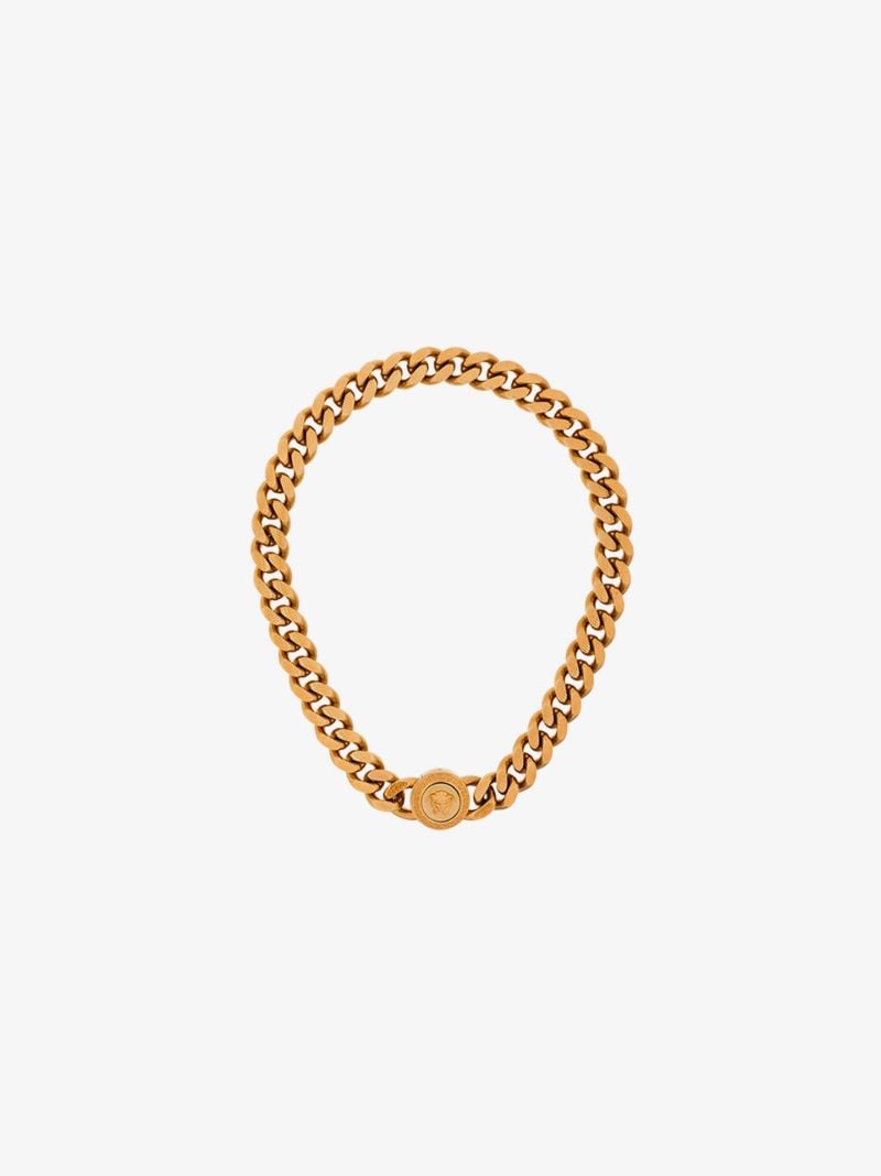 Gold Tone Medusa Chain Necklace
