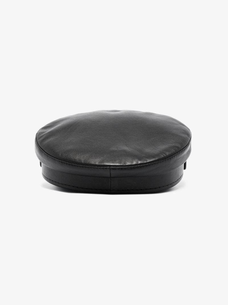 Black Leather Baker Boy Hat