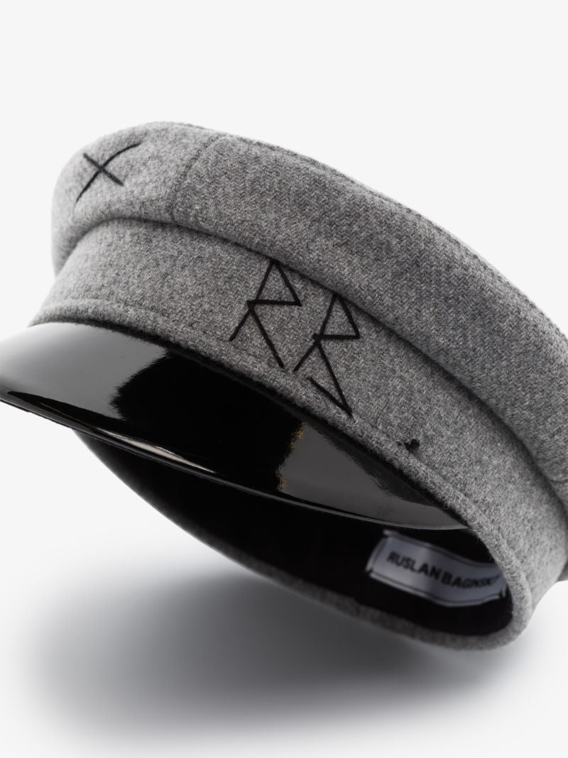 Grey Wool Baker Boy Hat