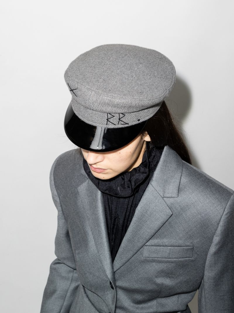 Grey Wool Baker Boy Hat
